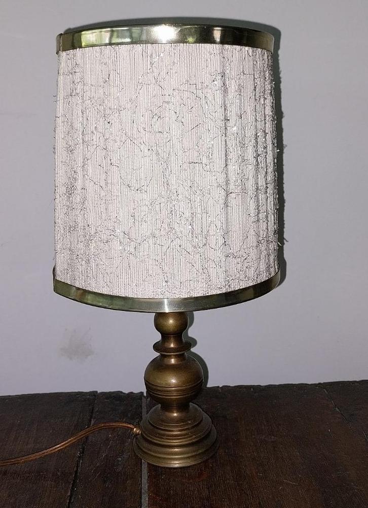 Jaren '70 messing Tafellamp, Schemerlamp + LED lampje 4,2 W, Huis en Inrichting, Lampen | Tafellampen, Gebruikt, Minder dan 50 cm