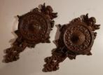 Vintage gietijzeren wandkaarsenhouder, motief engel. 2X, Ophalen of Verzenden