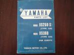 Yamaha XS250 XS360 1977 motorcycle parts list XS 360 XS250S, Motoren, Ophalen of Verzenden, Yamaha