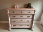 Antiek houten roze dressoir / commode met gouden details, Ophalen, Gebruikt, 50 tot 100 cm, 3 of 4 laden