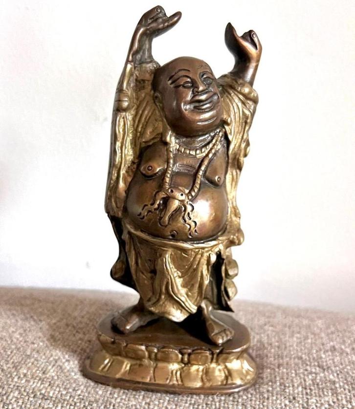 Antiek Happy Buddha beeldje, Huis en Inrichting, Woonaccessoires | Boeddhabeelden, Ophalen