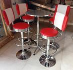 Complete set vier Amerikaanse krukken en bartafel sixties., 60 tot 90 cm, Nieuw, Ophalen of Verzenden, In hoogte verstelbaar