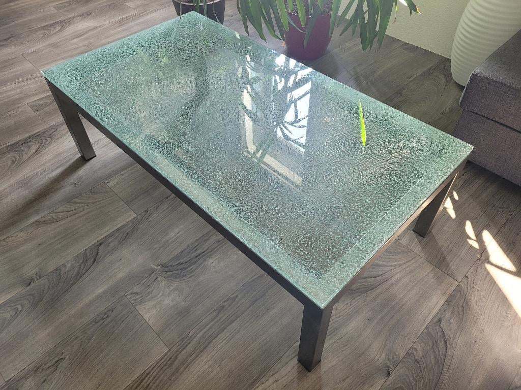 Tablas Salontafel & Hoektafel met Gebarsten Glas, Ophalen, 100 tot 150 cm, 50 tot 100 cm, Glas