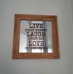 2 spiegels met een houten lijst en leuke quote =), Antiek en Kunst, Ophalen of Verzenden, Rechthoekig, Minder dan 50 cm