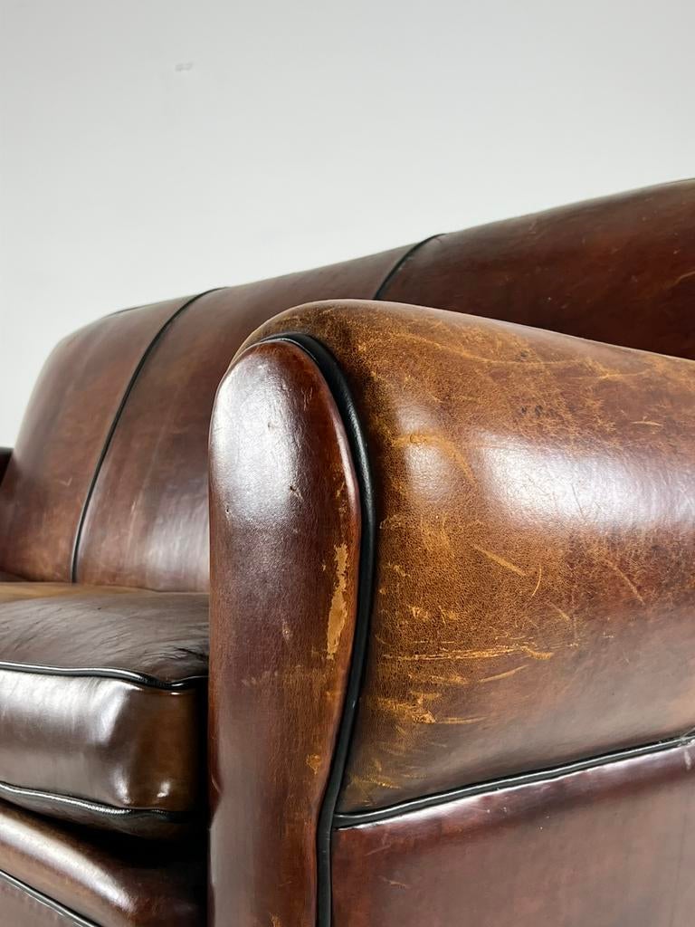 Schapenleren bank 3 zits klassiek mancave, Ophalen