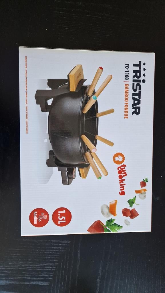 Nieuw! Tristar FO-1108 Bamboo Fondue - 1.5L - 8 personen, Witgoed en Apparatuur, Fonduesets, Nieuw, Fondueset, Elektrisch, Ophalen of Verzenden