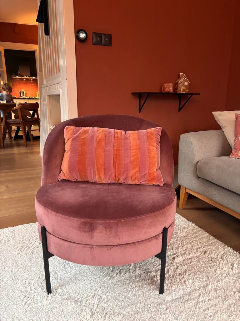 Leuke roze fauteuils - velvet, Ophalen, Minder dan 75 cm, Zo goed als nieuw, 75 tot 100 cm