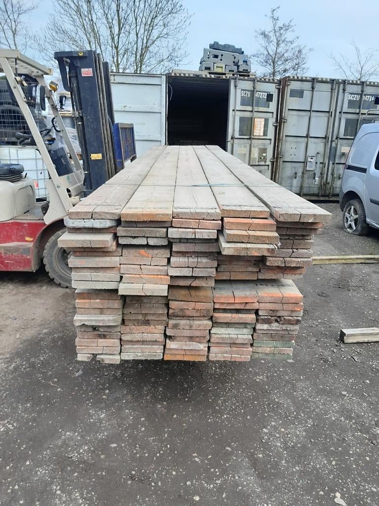 Nette gebruikte steigerplanken 500x19.5x3 cm, Gebruikt, 25 tot 50 mm, Ophalen of Verzenden, Plank