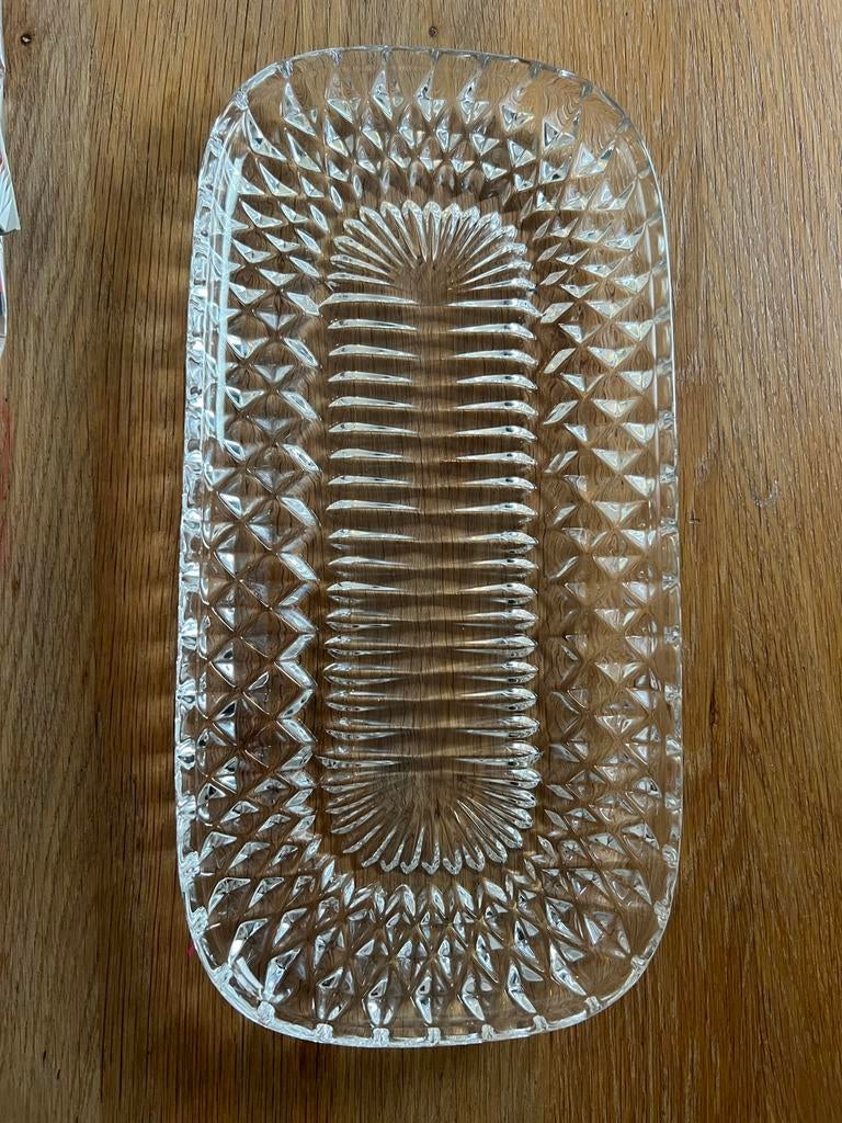 Mooie glazen cakeschaal, Ophalen, Schaal, Rechthoekig, Glas