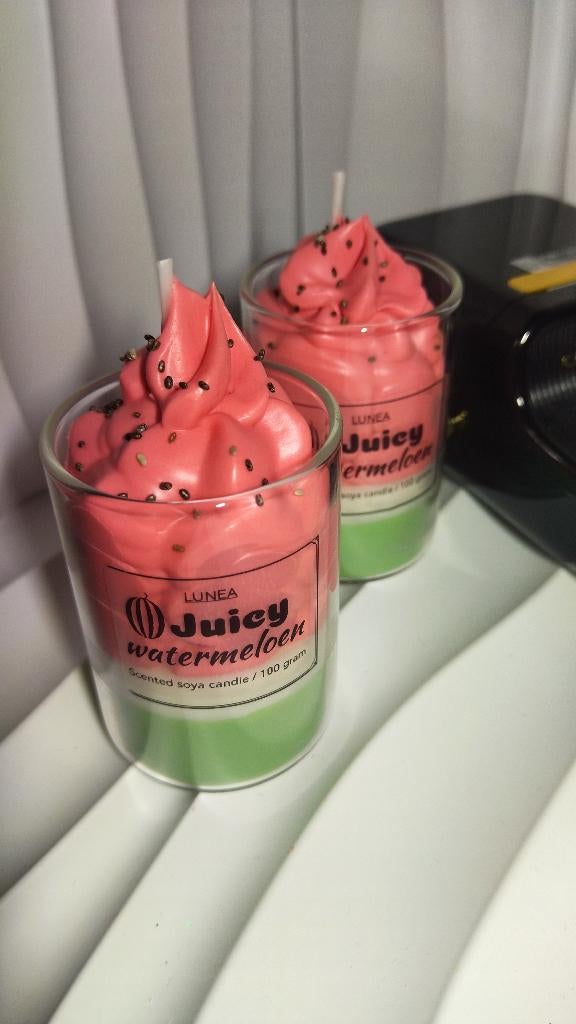 kaars watermeloen / set van twee, Overige materialen, Groen, Nieuw, Ophalen of Verzenden