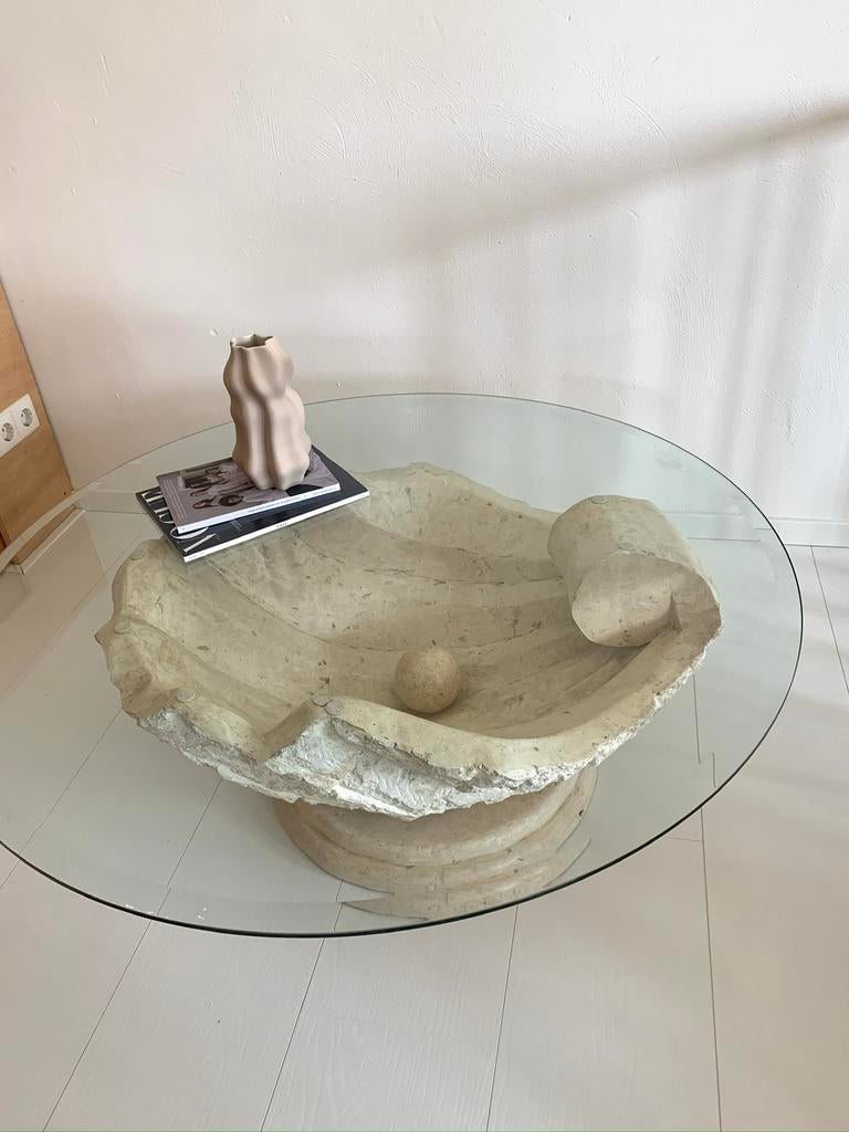 Vintage Magnussen Ponte Mactan schelp tafel salontafel, Ophalen, Gebruikt, 50 tot 100 cm, 100 tot 150 cm