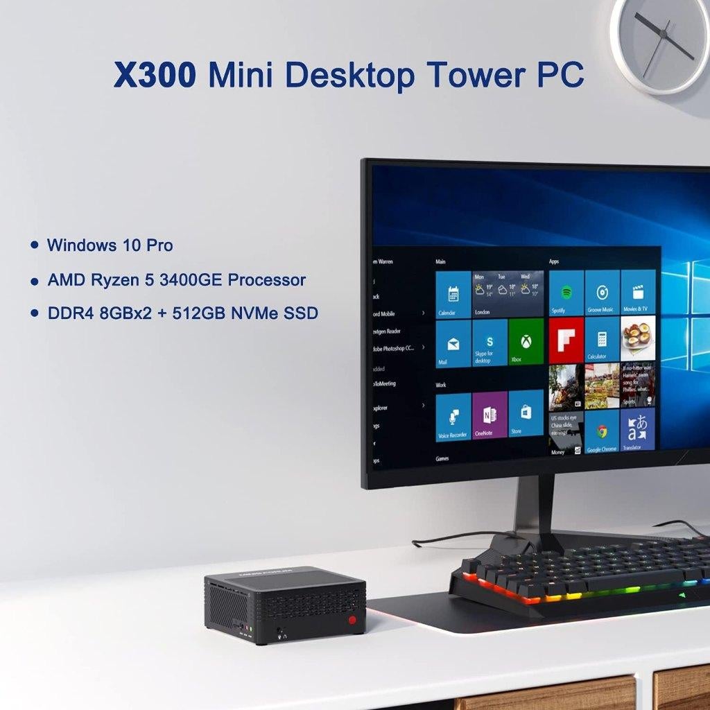 Minisforum X300, Ryzen 5 3400GE, 16GB / 512GB, Computers en Software, Desktop Pc's, MINISFORUM, Refurbished, SSD, Minisforum