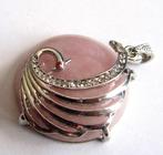 Rozenkwarts pauw hanger met kristal, Verzenden, Nieuw, Steen of Mineraal, Roze