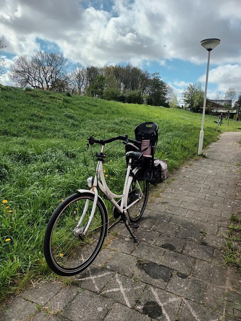 Moederfiets met twee kinderzitjes en tassen, 2 zitjes, Gebruikt, Versnellingen, Ophalen
