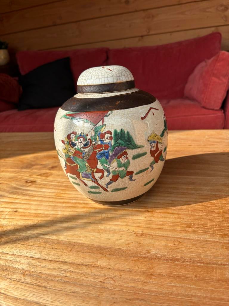 Antieke Gemberpot met deksel en Oosterse Scène, Ophalen of Verzenden