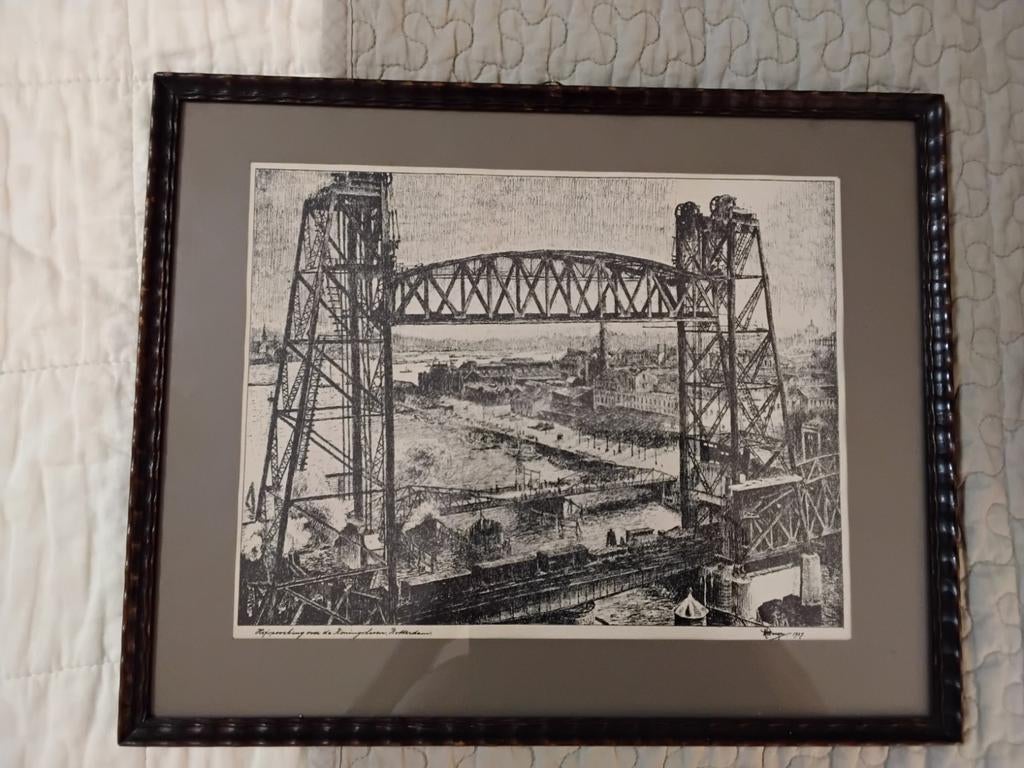 Ets Koningshaven Rotterdam, De Hef, gesigneerd 1937, Ophalen