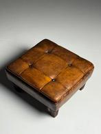 Schapenleren voetenbank / poef, Ophalen of Verzenden, Gebruikt, Rechthoekig