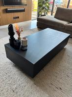 Mooie strak, zwarte, houtlook salontafel, Ophalen, Overige materialen, 100 tot 150 cm, Strak-modern-chique