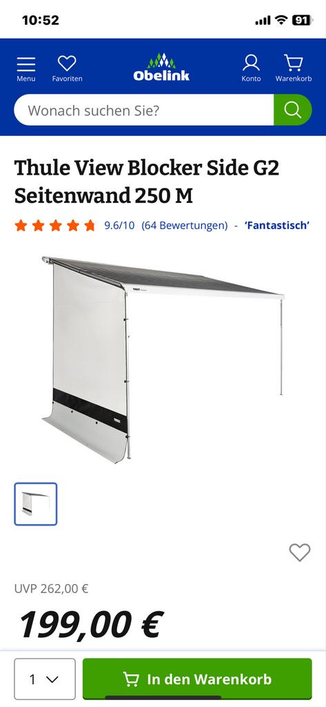 Thule View Blocker Side G2 zijwand 250 M, Caravans en Kamperen, Caravan accessoires, Ophalen of Verzenden, Nieuw