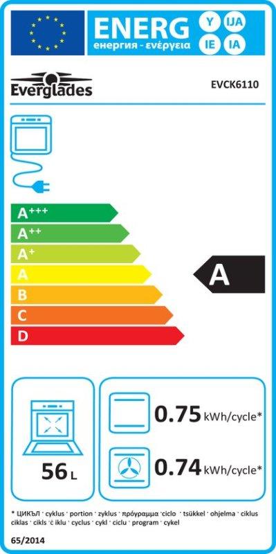Everglades keramisch fornuis EVCK6110 - Mat Zwart, 60 cm of meer, Keramisch, Nieuw, Everglades Nederland
