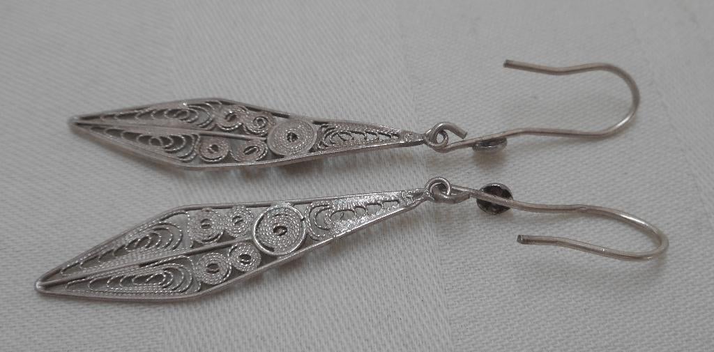 Zilveren vintage oorbellen nr.211, Hangers, Verzenden, Zo goed als nieuw, Zilver