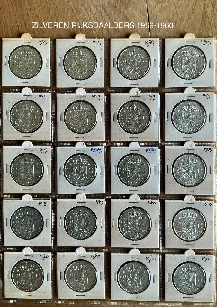 Zilveren (72%) rijksdaalders 1959-1960-1961, Postzegels en Munten, Munten | Nederland, Ophalen, Koningin Juliana, Zilver, Losse munt