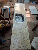 Terrazzo aanrechtblad met RVS spoelbak-Vintage-Buitenkeuken, Ophalen, Gebruikt