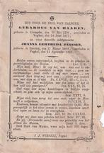 Haaren Gerardus 1798 Liempde 1877 Veghel, Ophalen, Bidprentje