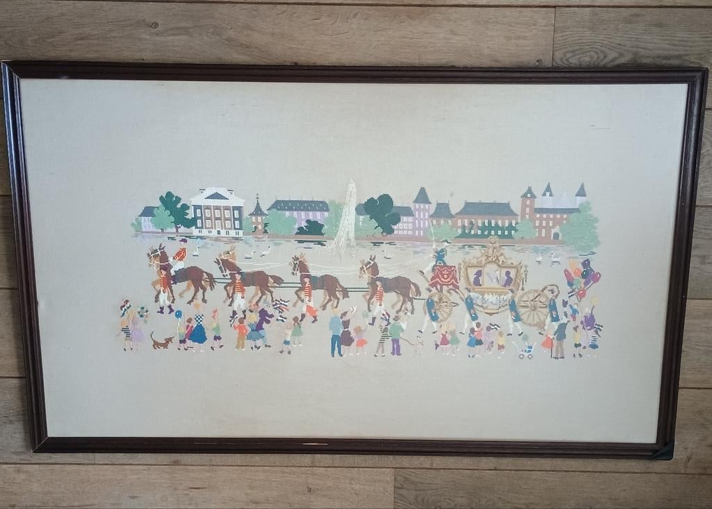 Gouden koets, handgeborduurd, Antiek en Kunst, Ophalen
