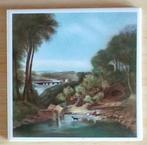 tegelkunst hollands landschap van J.C. van Hunnik, volgnr 45, Antiek en Kunst, Antiek | Wandborden en Tegels, Ophalen of Verzenden