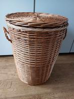 Vintage Rieten Mand met Deksel - 52cm, Ophalen, Overige materialen, Minder dan 50 cm, Gebruikt