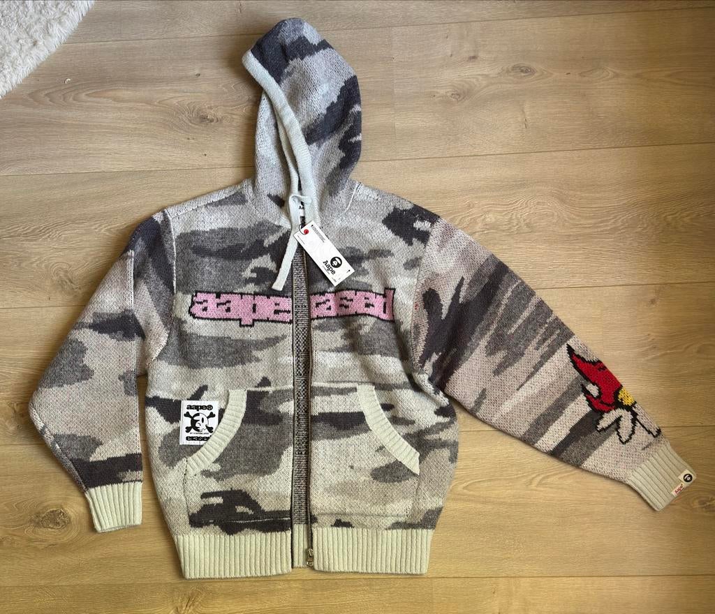 A Bathing Ape AAPE x erased Street Camo Hoodie, Ophalen of Verzenden, Zo goed als nieuw, Maat 46 (S) of kleiner, Grijs