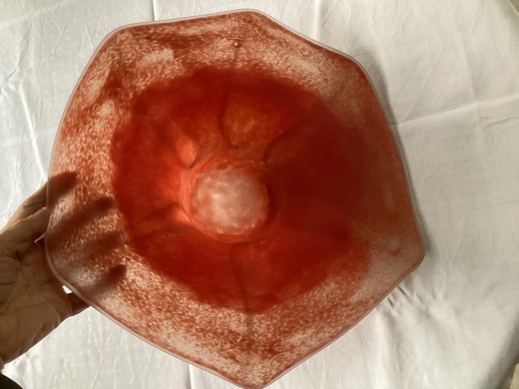 Grote Murano Schaal. Rood Gemêleerd Glas. Scavo Techniek, Sieraden, Tassen en Uiterlijk, Edelstenen, Zo goed als nieuw, Ophalen of Verzenden