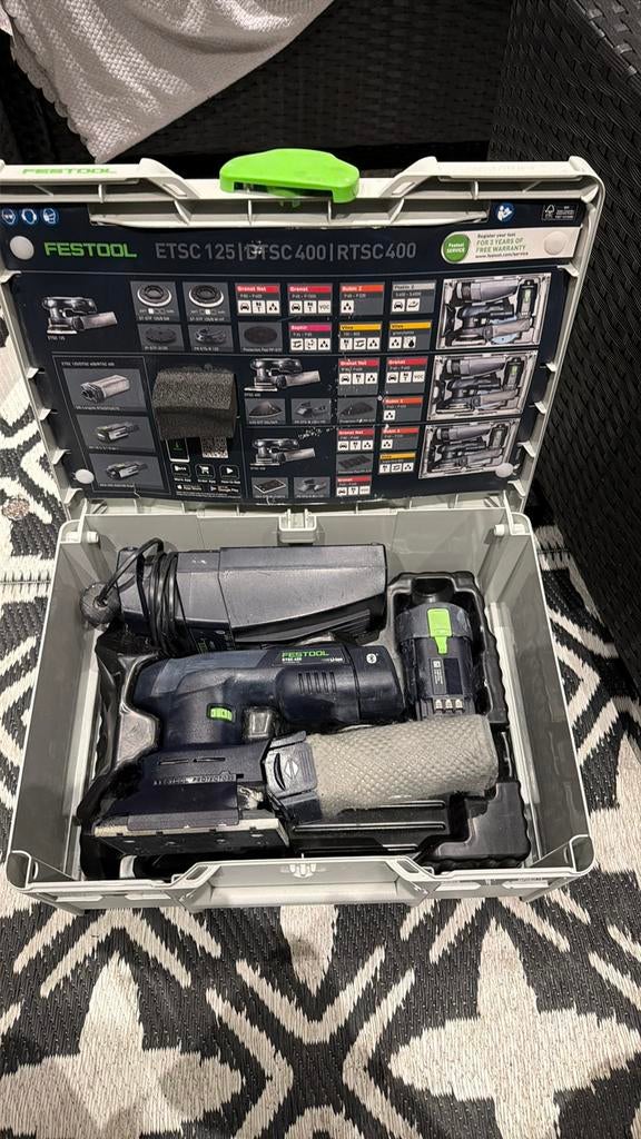 Festool RTSC 400 3,0 I-Plus Accu Vlakschuurmachine 18V 3.0Ah, Ophalen of Verzenden, Zo goed als nieuw, Minder dan 600 watt, Vlakschuurmachine
