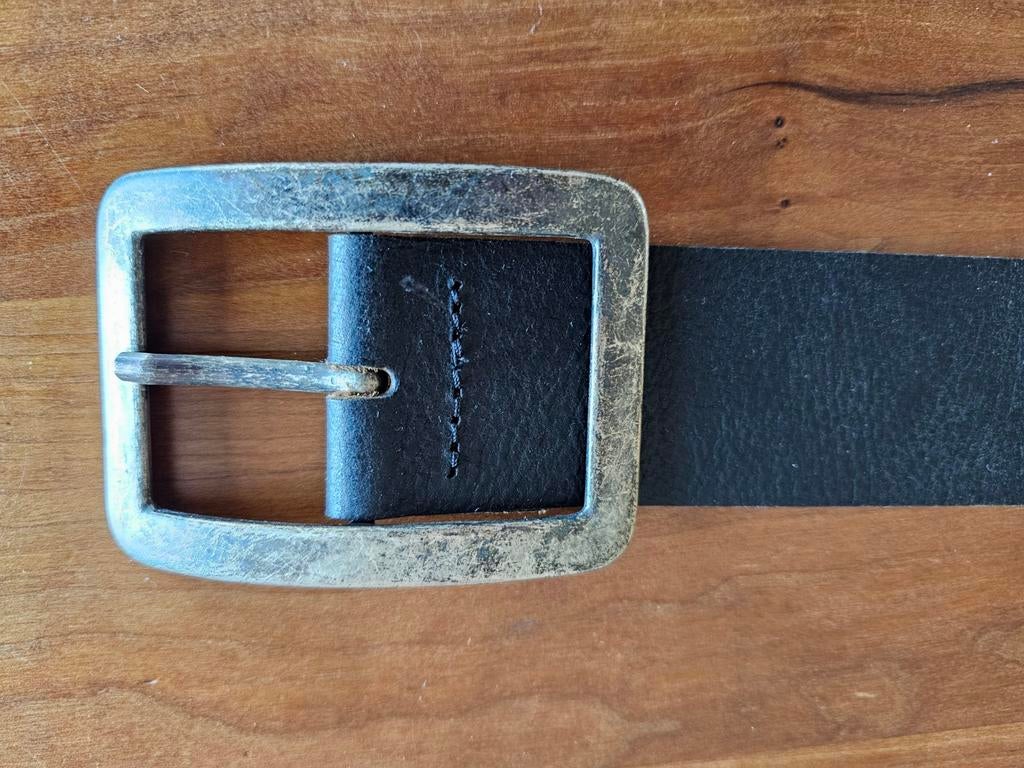 Petrol Zwarte Leren Damesriem met Metalen Gesp - 85 cm, Kleding | Dames, Riemen en Ceinturen, 80 tot 90 cm, 3 tot 5 cm, Heupriem
