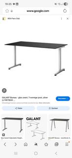 Galant bureau aluminum met zwarte glasplaat, Huis en Inrichting, Bureaus, Ophalen, Gebruikt