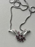 Zilveren collier met Amethist en Saffier - 43 cm, Verzenden, Paars, Zo goed als nieuw, Met edelsteen