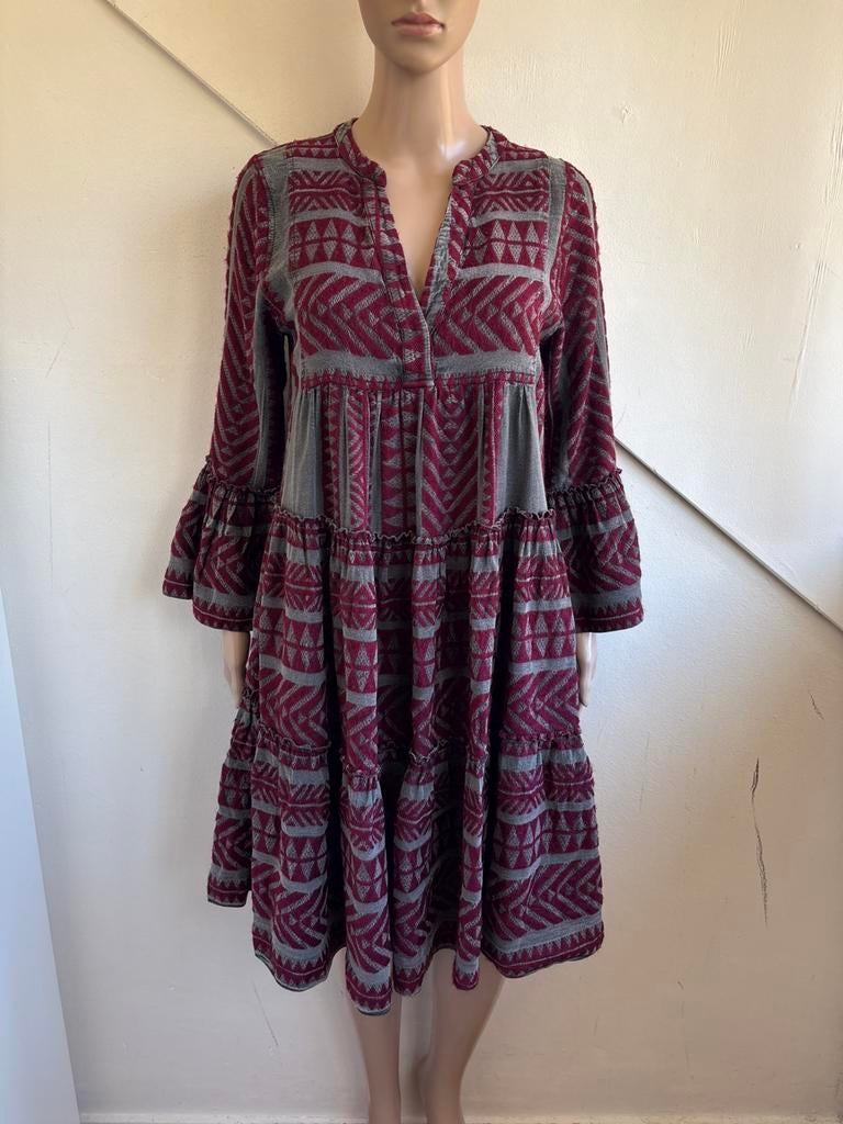 Devotion Twins jurk strandjurk maat XS / S grijs rood, Ophalen of Verzenden, Zo goed als nieuw, Knielengte, Maat 36 (S)