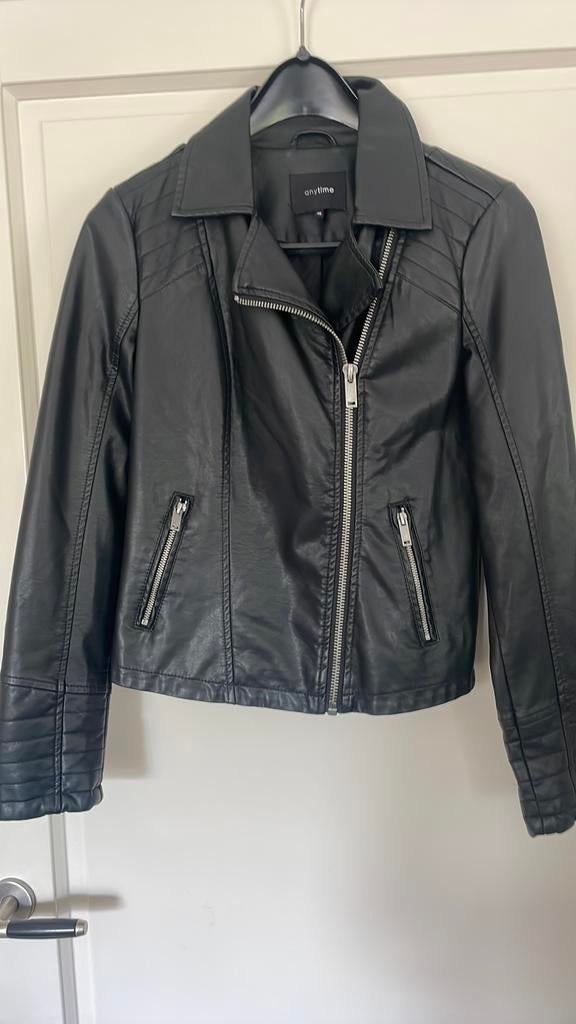 Zwart biker jasje jack Maat 36, Ophalen of Verzenden, Zo goed als nieuw, Maat 36 (S), Zwart