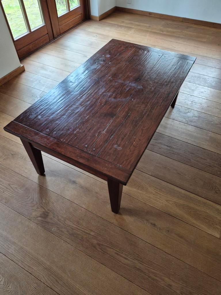 Kersenhouten salontafel met uitschuiflade, Ophalen, Gebruikt, 100 tot 150 cm, 50 tot 100 cm