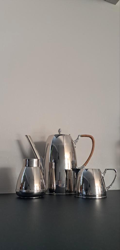 Art Deco Koffie- of Theepot met Kannetjes - Zilver, Antiek en Kunst, Antiek | Goud en Zilver, Zilver, Ophalen of Verzenden