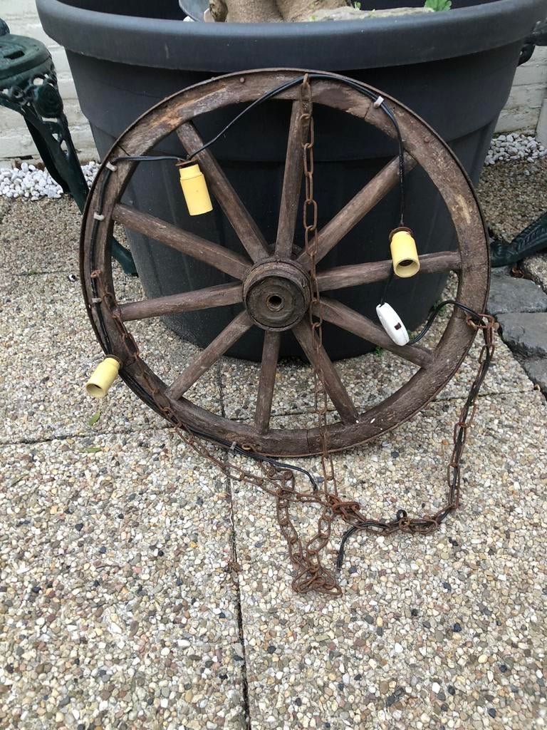 Oud wiel van bonen zaaimachine, Tuin en Terras, Tuinwanddecoratie, Ophalen of Verzenden, Gebruikt
