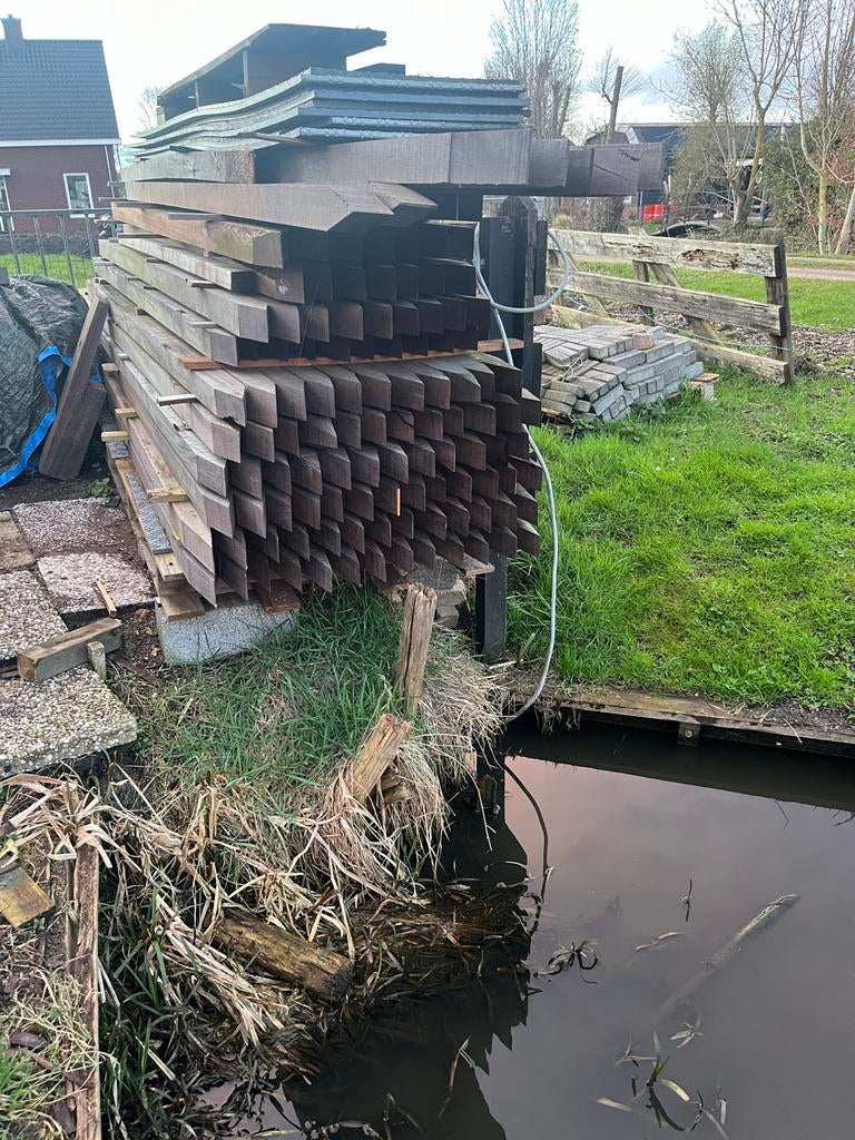 Hardhouten palen 3m, 3.5m, 4m, Tuin en Terras, Palen, Balken en Planken, Ophalen, Gebruikt, Palen, Hardhout