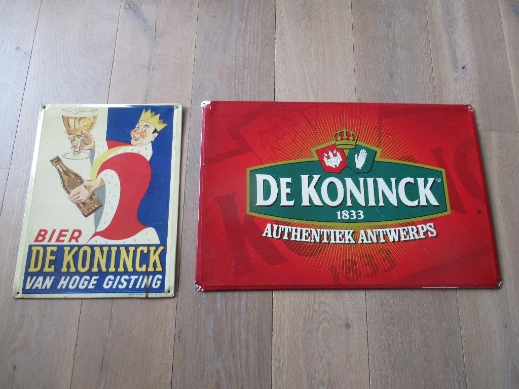 2x De Koninck Bier Plaat Bord reclamebord Schild, Ophalen of Verzenden, Gebruikt, Reclamebord, Plaat of Schild, De Koninck
