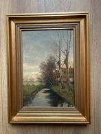 Schilderij op paneel, goudkleurige lijst, gesigneerd, Ophalen of Verzenden