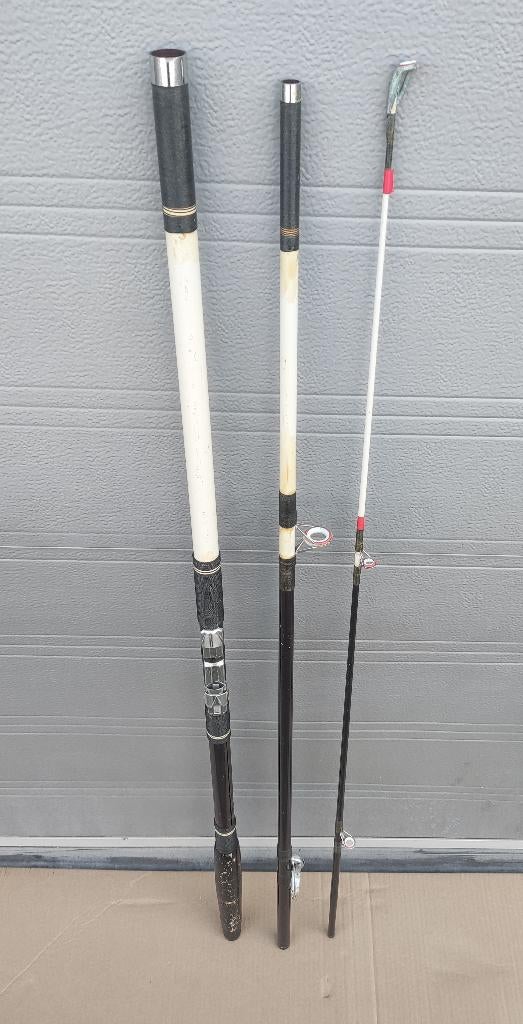 Strandhengel / zeehengel 3,60 meter 3 delig met bruine hoes, Ophalen, Gebruikt, Werphengel