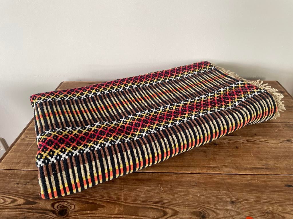 Retro Plaid Oranje Geel Rood Bruin 125x195 cm, Ophalen of Verzenden, Zo goed als nieuw