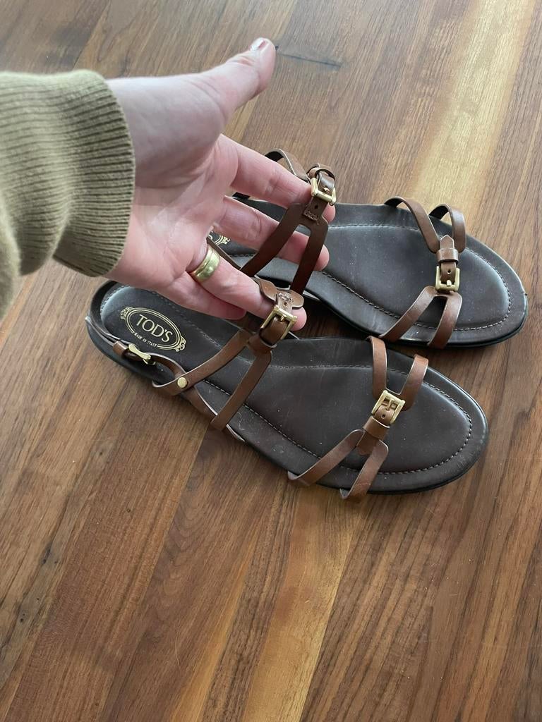Tod’s leren dames sandaaltjes mt 39, Ophalen of Verzenden, Zo goed als nieuw, Sandalen of Muiltjes