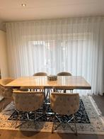 Marmeren eettafel met 5 eetstoelen, Huis en Inrichting, Tafels | Salontafels, Ophalen, Gebruikt, Vierkant, 50 tot 100 cm