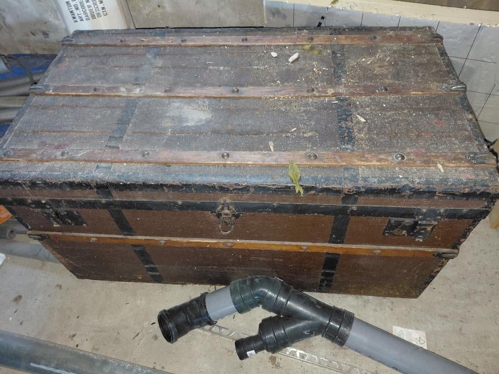 Antiek curiosa houten scheepskist kist koffer speelgoedkist, Ophalen, Gebruikt, 50 tot 75 cm, Overige materialen